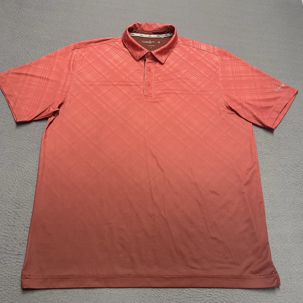 Walter Hagen Polo Shirt Mens‎ Large Red Plaid Stretch Golf Performance 11